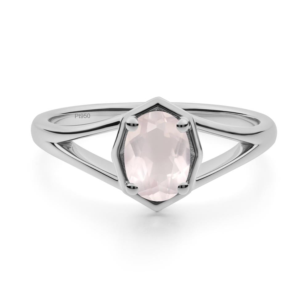 Solitaire Rose Quartz Ring with Octagon Frame - LUO Jewelry #metal_platinum