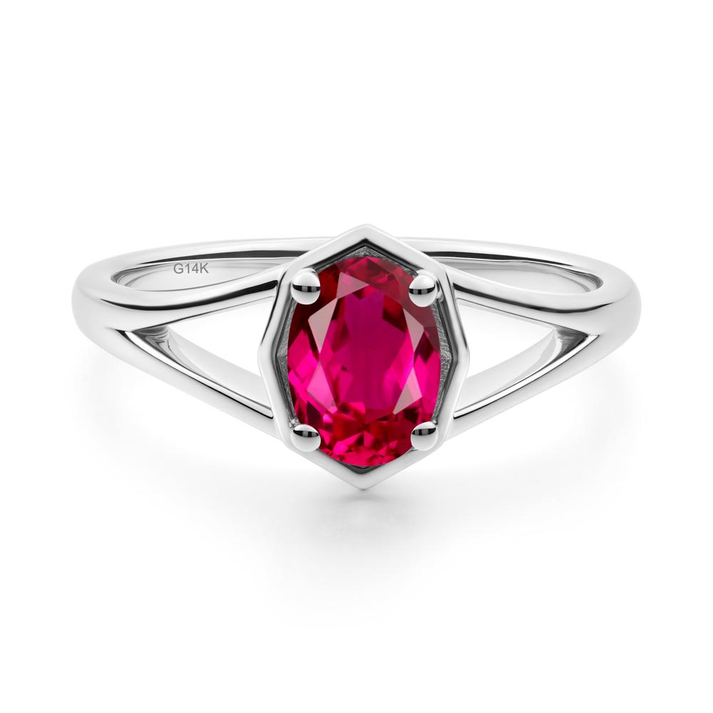 Solitaire Ruby Ring with Octagon Frame - LUO Jewelry #metal_14k white gold