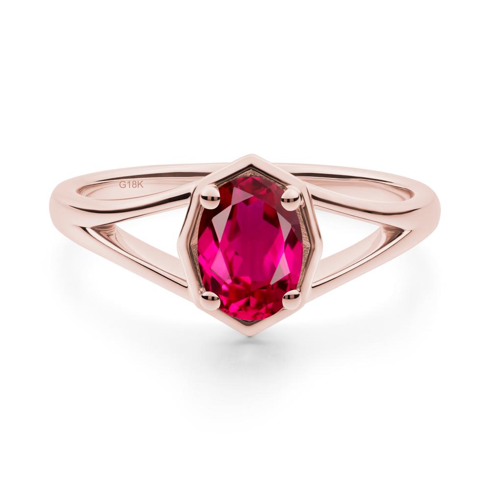 Solitaire Ruby Ring with Octagon Frame - LUO Jewelry #metal_18k rose gold