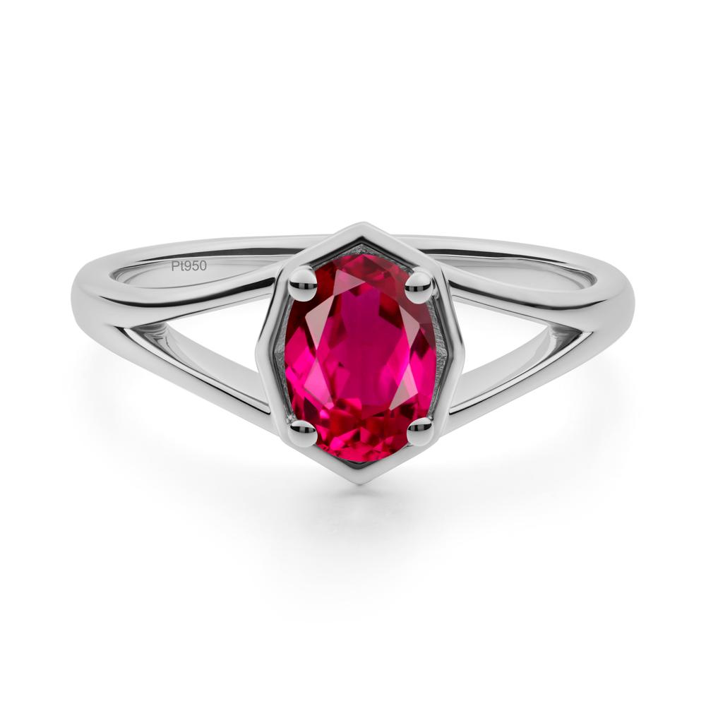 Solitaire Ruby Ring with Octagon Frame - LUO Jewelry #metal_platinum