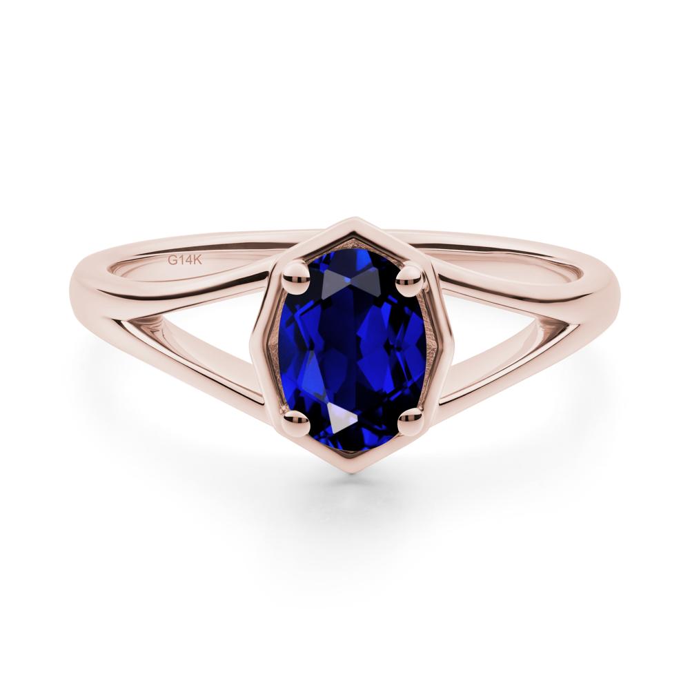 Oval Sapphire Split Shank Eengagement Ring - LUO Jewelry #metal_14k rose gold