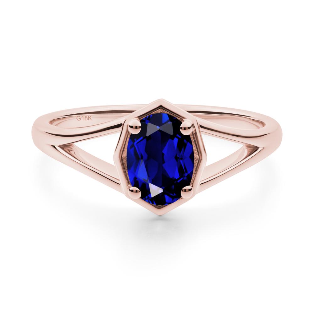 Oval Sapphire Split Shank Eengagement Ring - LUO Jewelry #metal_18k rose gold