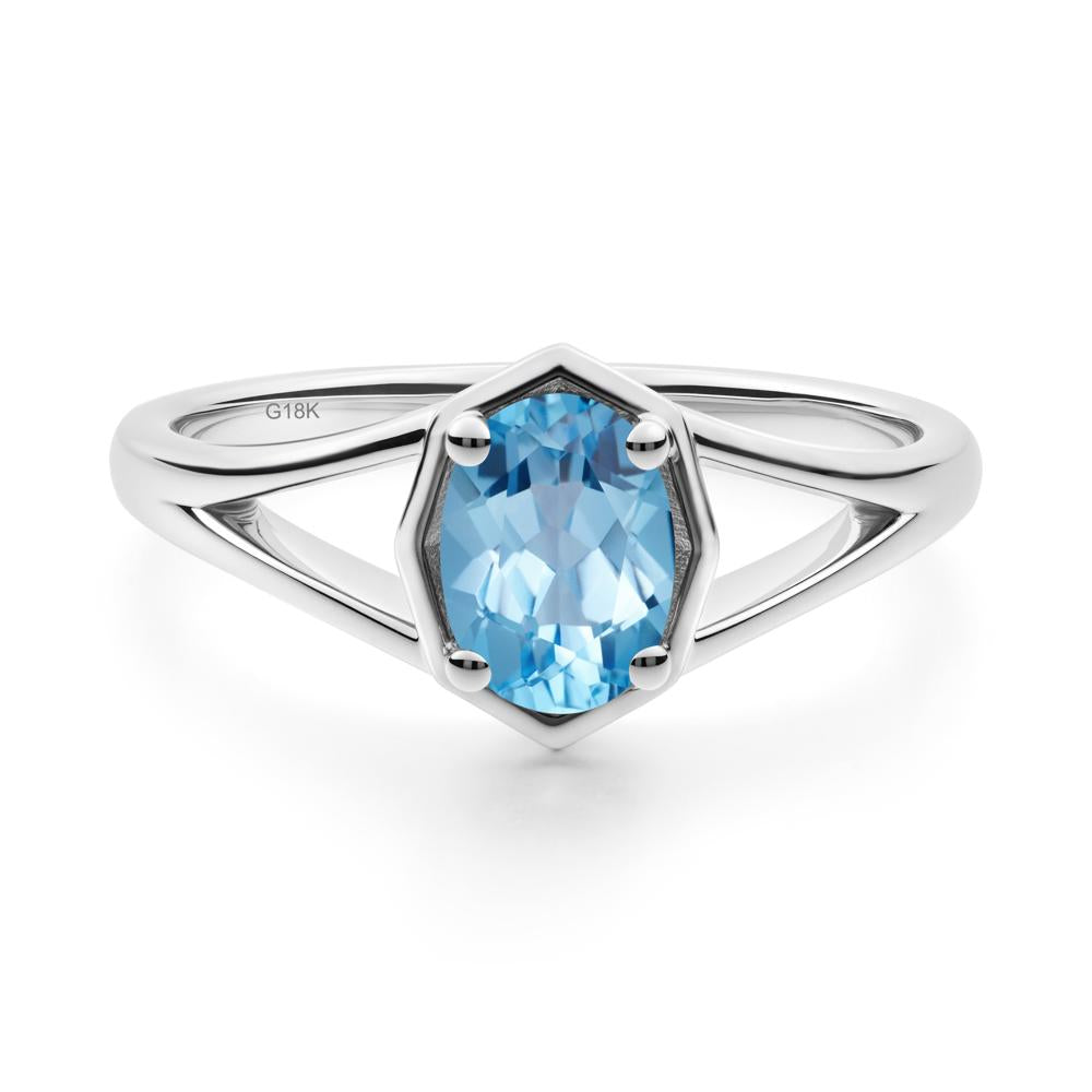 Oval Swiss Blue Topaz Split Shank Eengagement Ring - LUO Jewelry #metal_18k white gold
