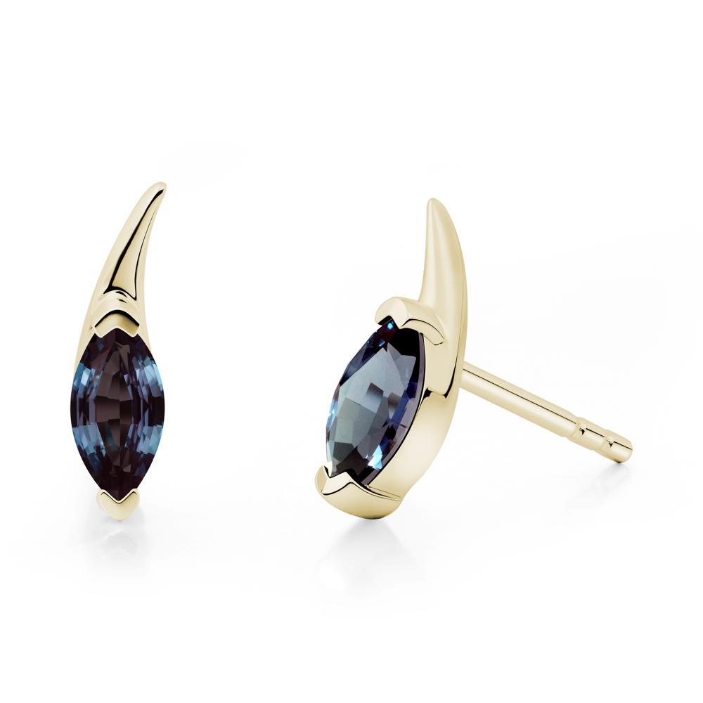 Marquise Alexandrite Stud Earrings - LUO Jewelry #metal_14k yellow gold