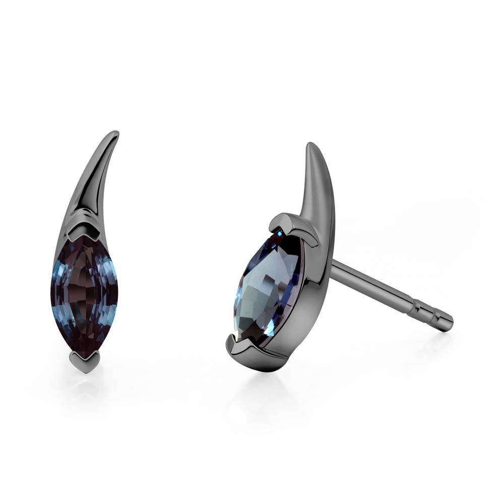 Marquise Alexandrite Stud Earrings - LUO Jewelry #metal_black finish sterling silver