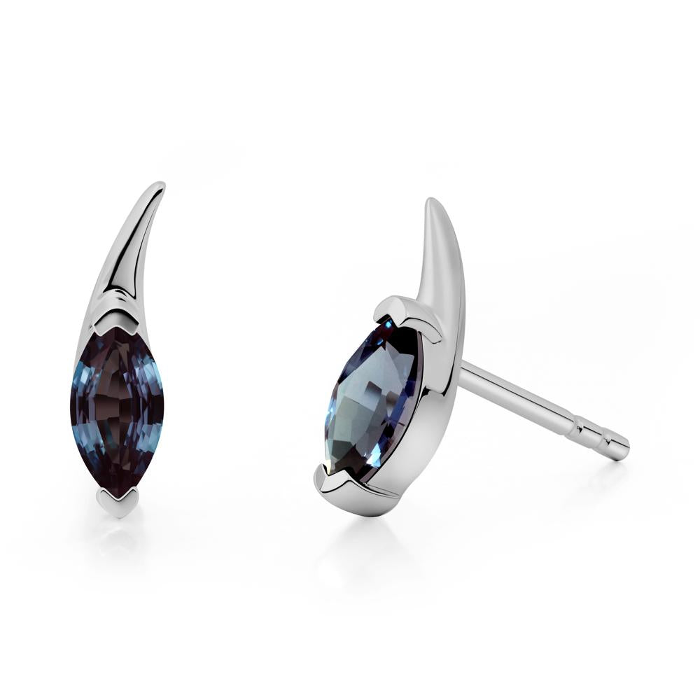 Marquise Alexandrite Stud Earrings - LUO Jewelry #metal_platinum
