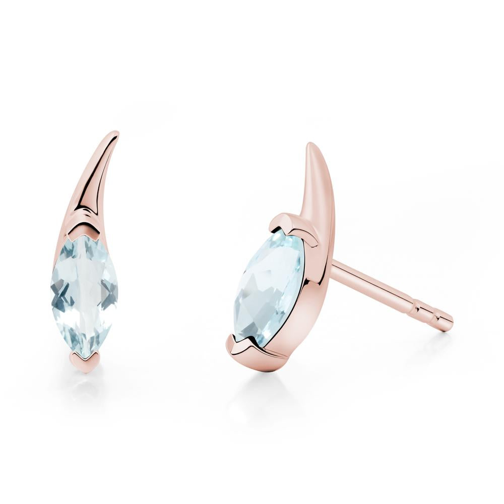 Marquise Aquamarine Stud Earrings - LUO Jewelry #metal_18k rose gold