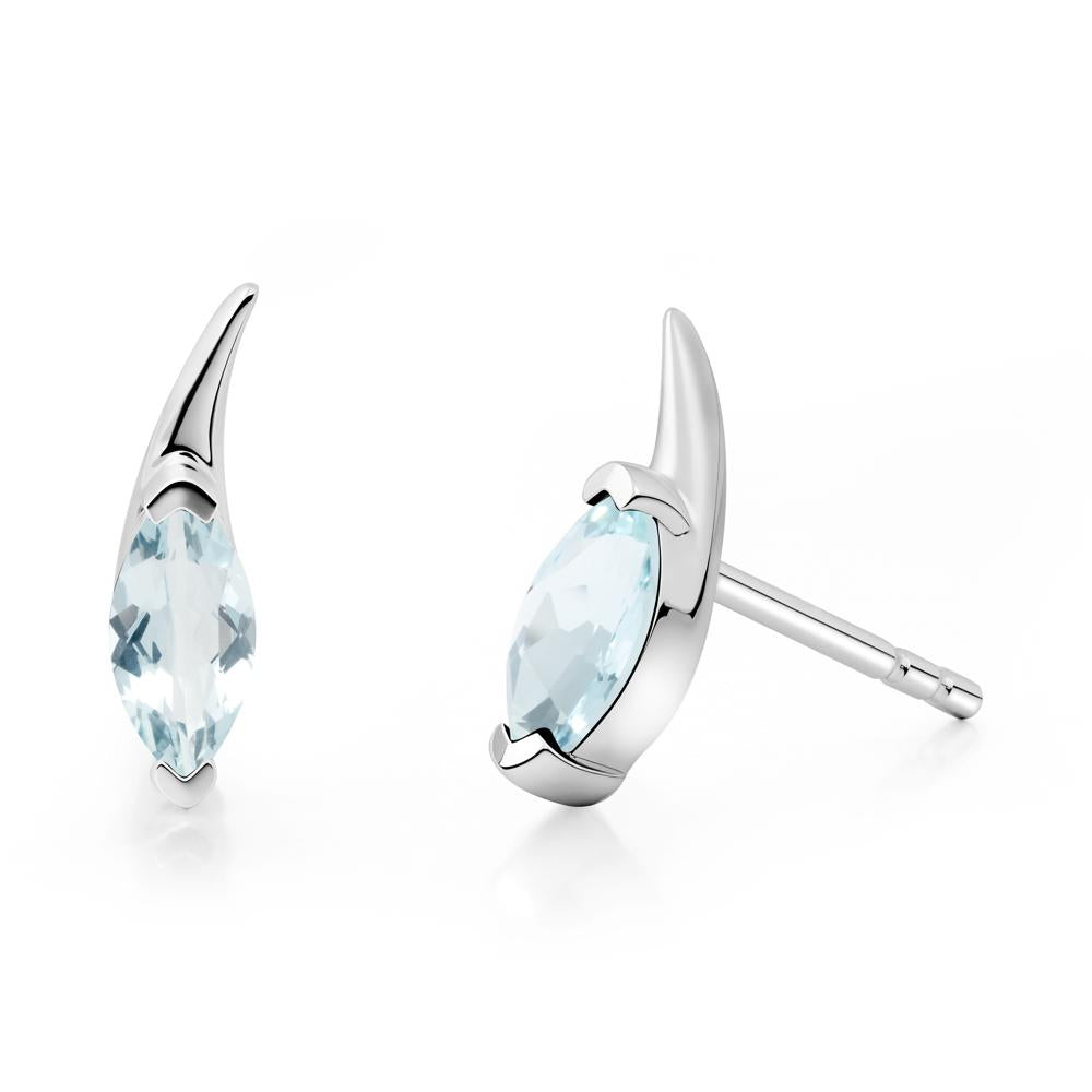 Marquise Aquamarine Stud Earrings - LUO Jewelry #metal_18k white gold