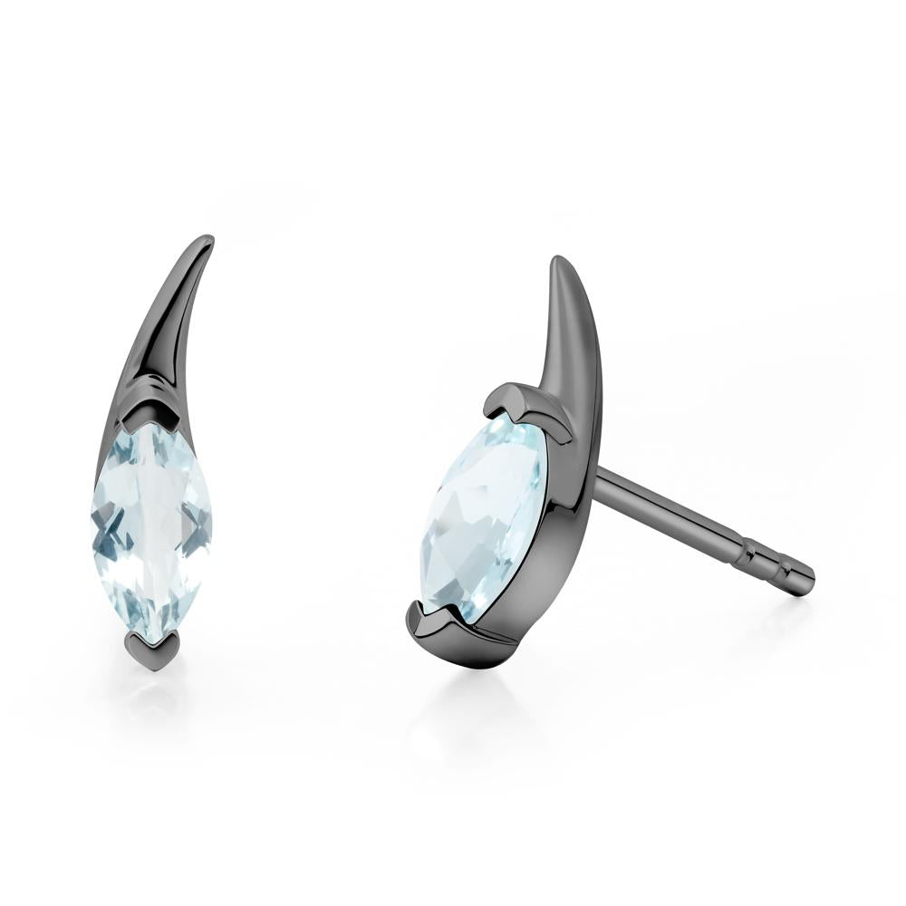 Marquise Aquamarine Stud Earrings - LUO Jewelry #metal_black finish sterling silver