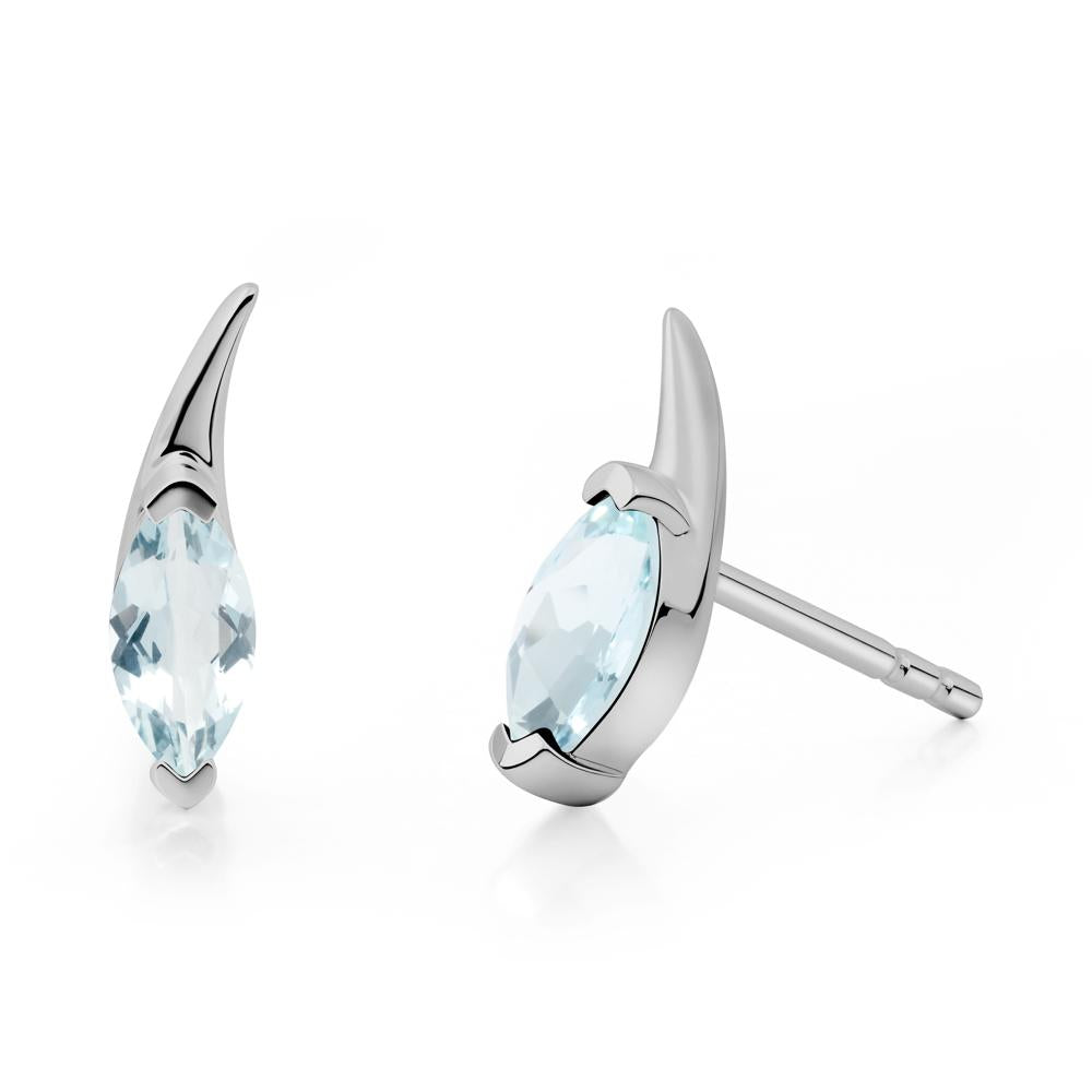Marquise Aquamarine Stud Earrings - LUO Jewelry #metal_platinum