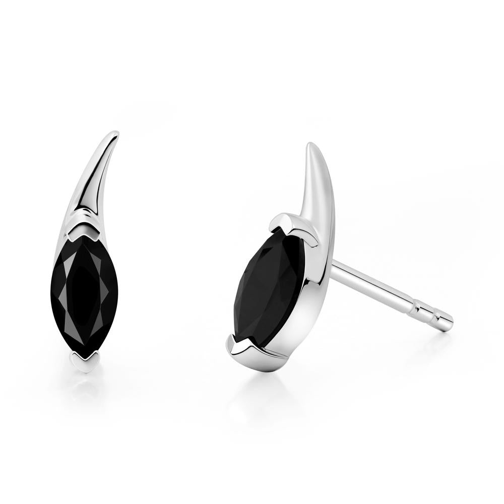 Marquise Black Spinel Stud Earrings - LUO Jewelry #metal_14k white gold