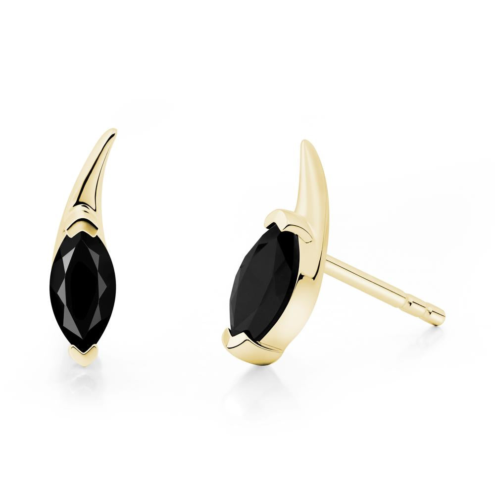 Marquise Black Spinel Stud Earrings - LUO Jewelry #metal_18k yellow gold