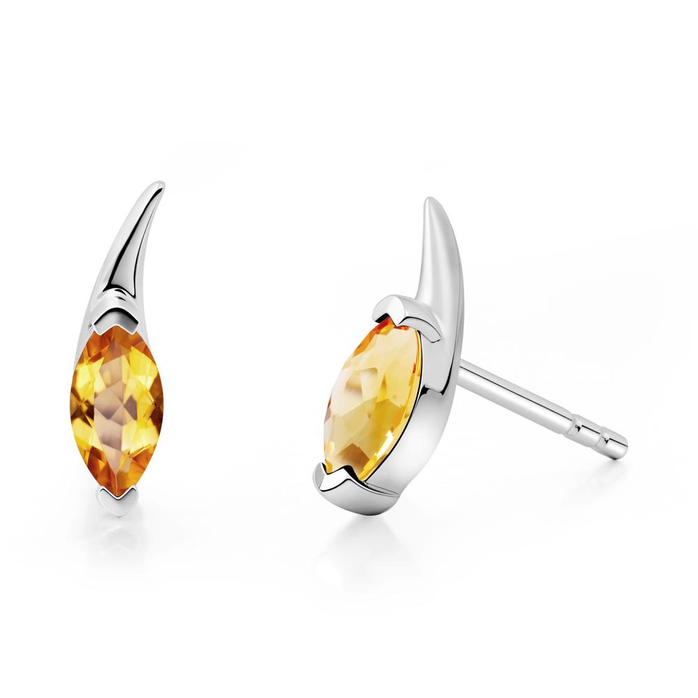 Marquise Citrine Stud Earrings - LUO Jewelry #metal_14k white gold