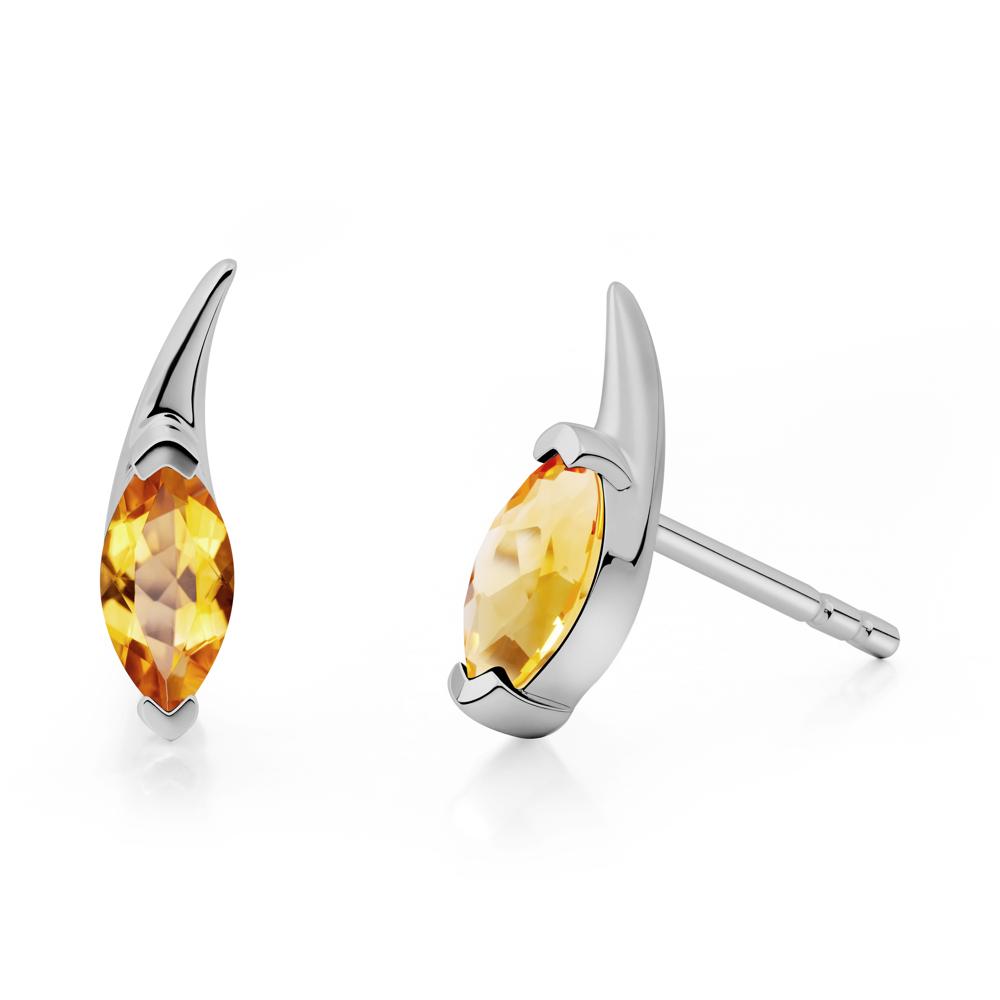 Marquise Citrine Stud Earrings - LUO Jewelry #metal_platinum