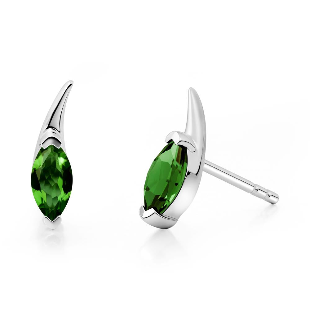 Marquise Diopside Stud Earrings - LUO Jewelry #metal_14k white gold