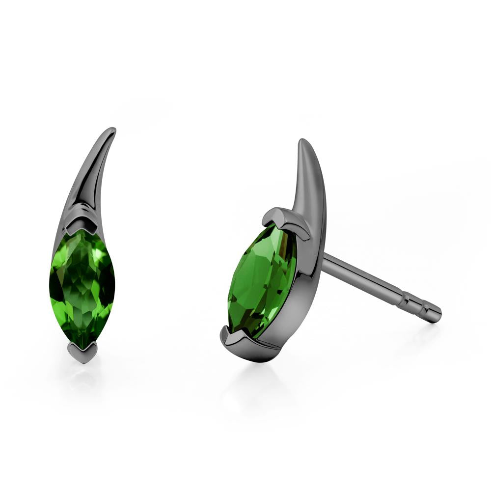 Marquise Diopside Stud Earrings - LUO Jewelry #metal_black finish sterling silver