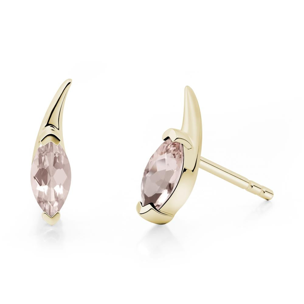 Marquise Morganite Stud Earrings - LUO Jewelry #metal_14k yellow gold