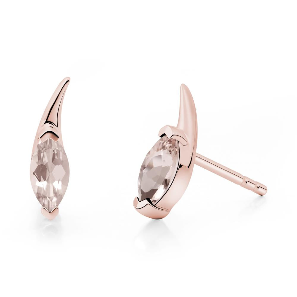 Marquise Morganite Stud Earrings - LUO Jewelry #metal_18k rose gold