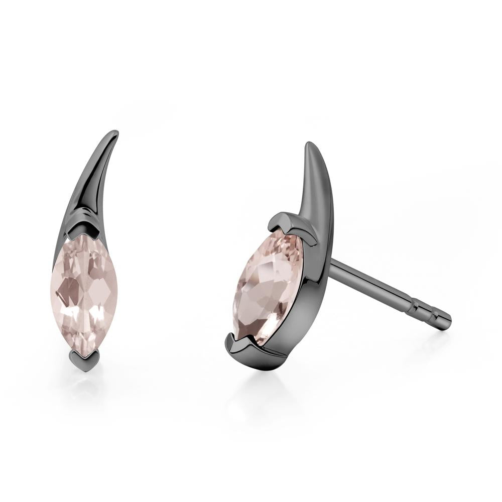 Marquise Morganite Stud Earrings - LUO Jewelry #metal_black finish sterling silver
