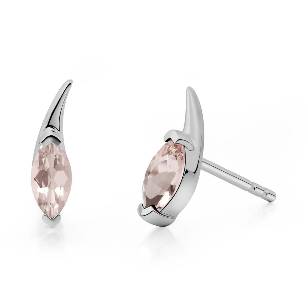 Marquise Morganite Stud Earrings - LUO Jewelry #metal_platinum