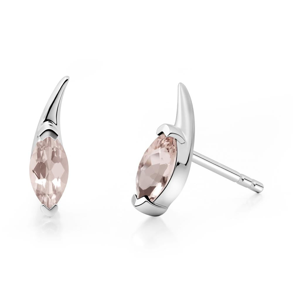 Marquise Morganite Stud Earrings - LUO Jewelry #metal_sterling silver