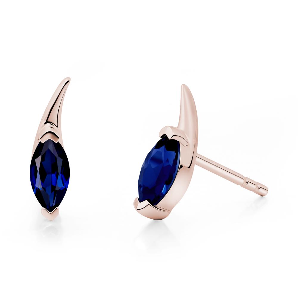 Marquise Sapphire Stud Earrings - LUO Jewelry #metal_14k rose gold