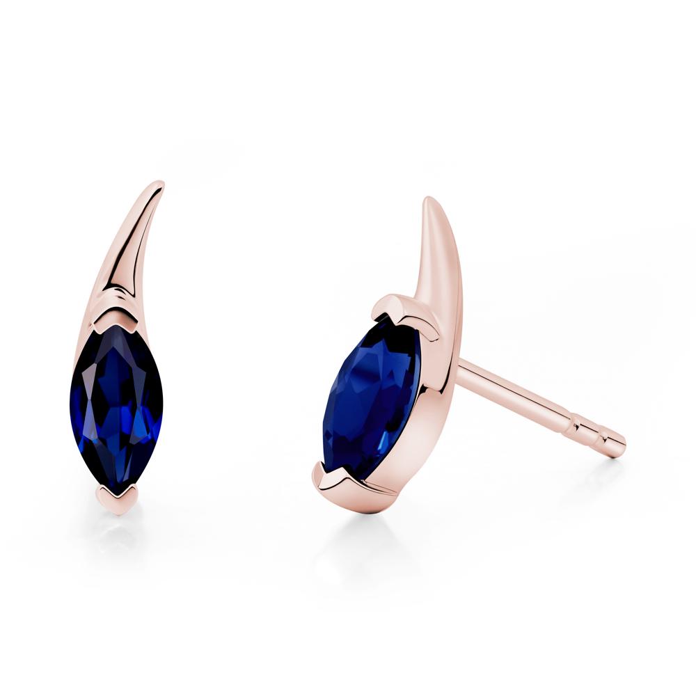 Marquise Sapphire Stud Earrings - LUO Jewelry #metal_18k rose gold