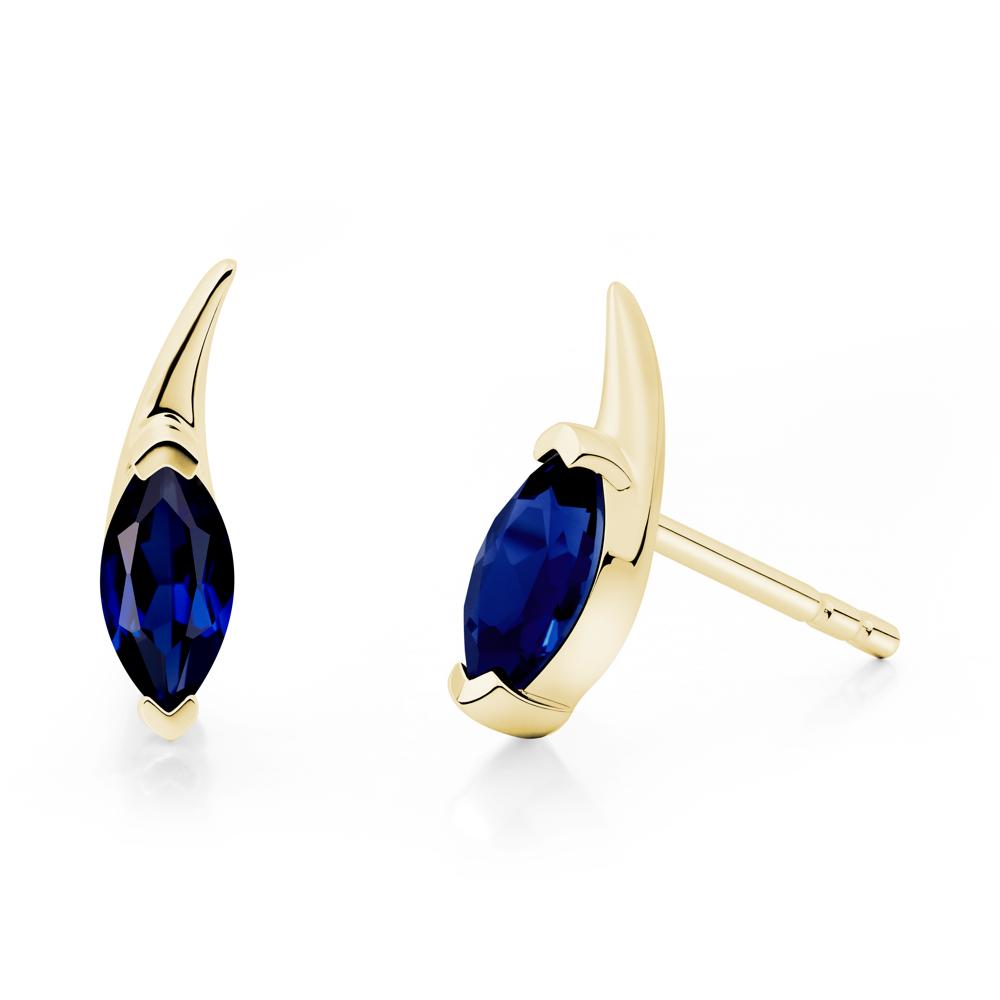 Marquise Sapphire Stud Earrings - LUO Jewelry #metal_18k yellow gold