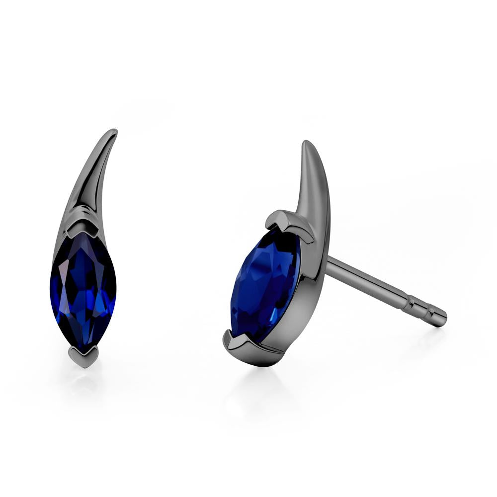 Marquise Sapphire Stud Earrings - LUO Jewelry #metal_black finish sterling silver