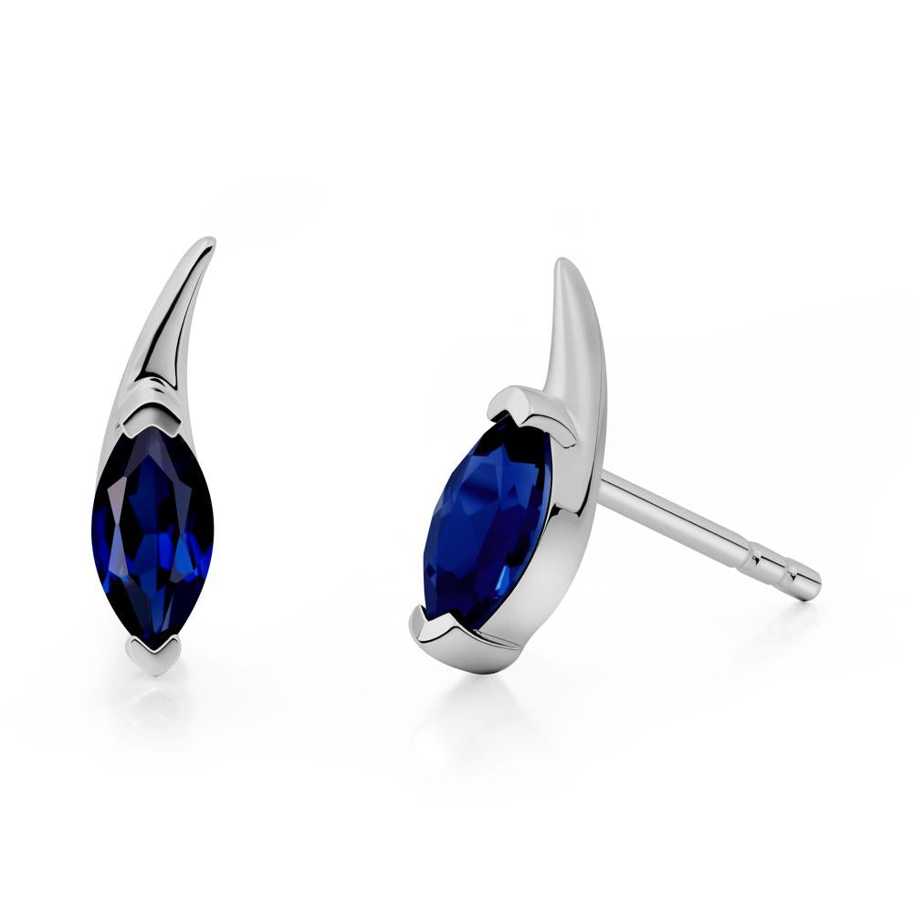 Marquise Sapphire Stud Earrings - LUO Jewelry #metal_platinum