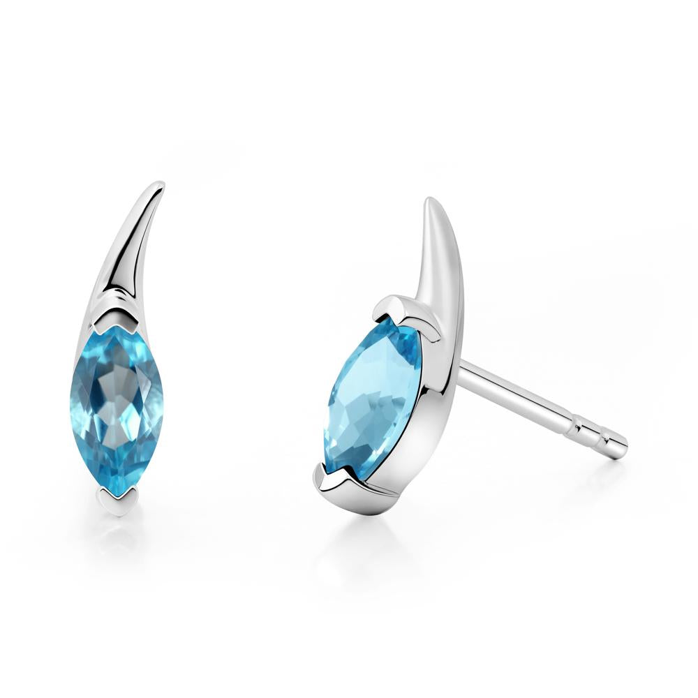 Marquise Swiss Blue Topaz Stud Earrings - LUO Jewelry #metal_sterling silver
