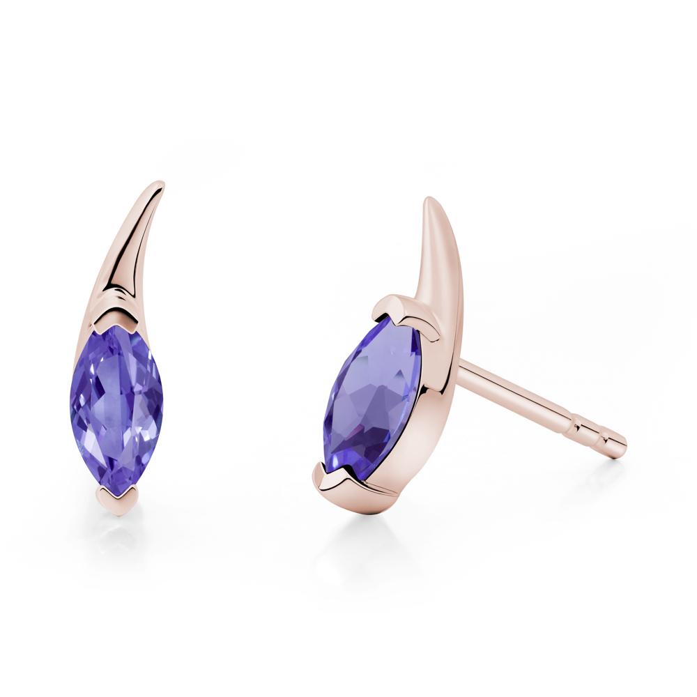 Marquise Tanzanite Stud Earrings - LUO Jewelry #metal_14k rose gold