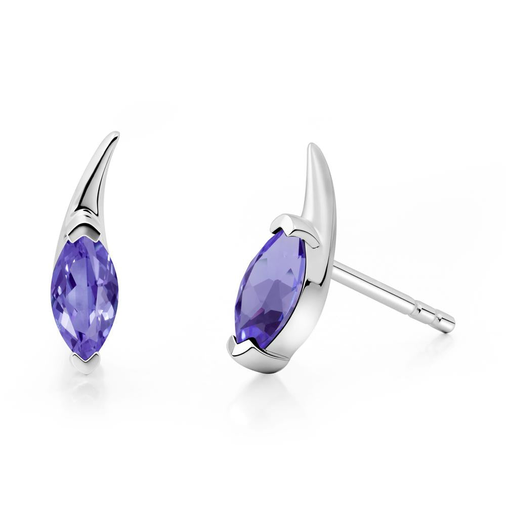 Marquise Tanzanite Stud Earrings - LUO Jewelry #metal_18k white gold