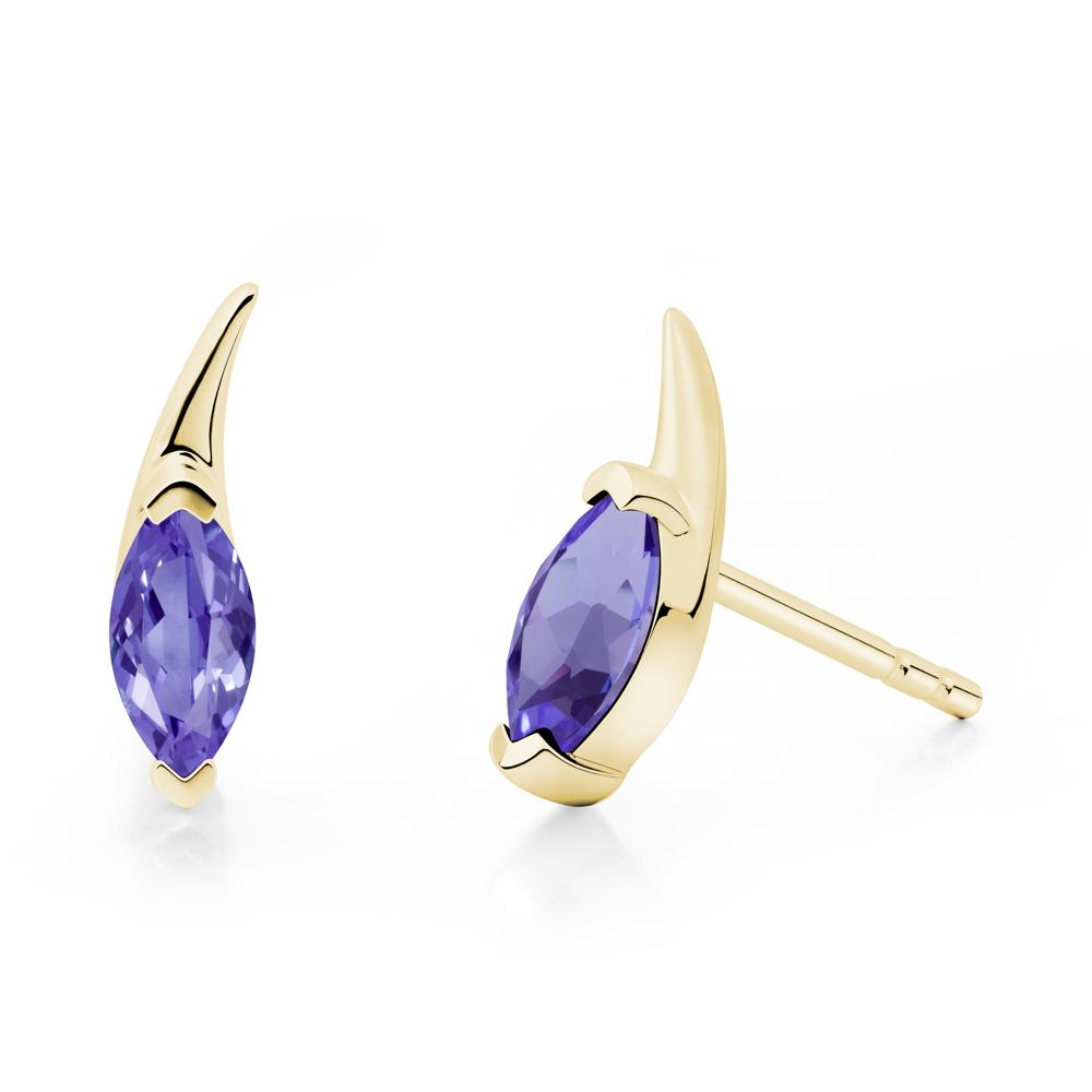Marquise Tanzanite Stud Earrings - LUO Jewelry #metal_18k yellow gold