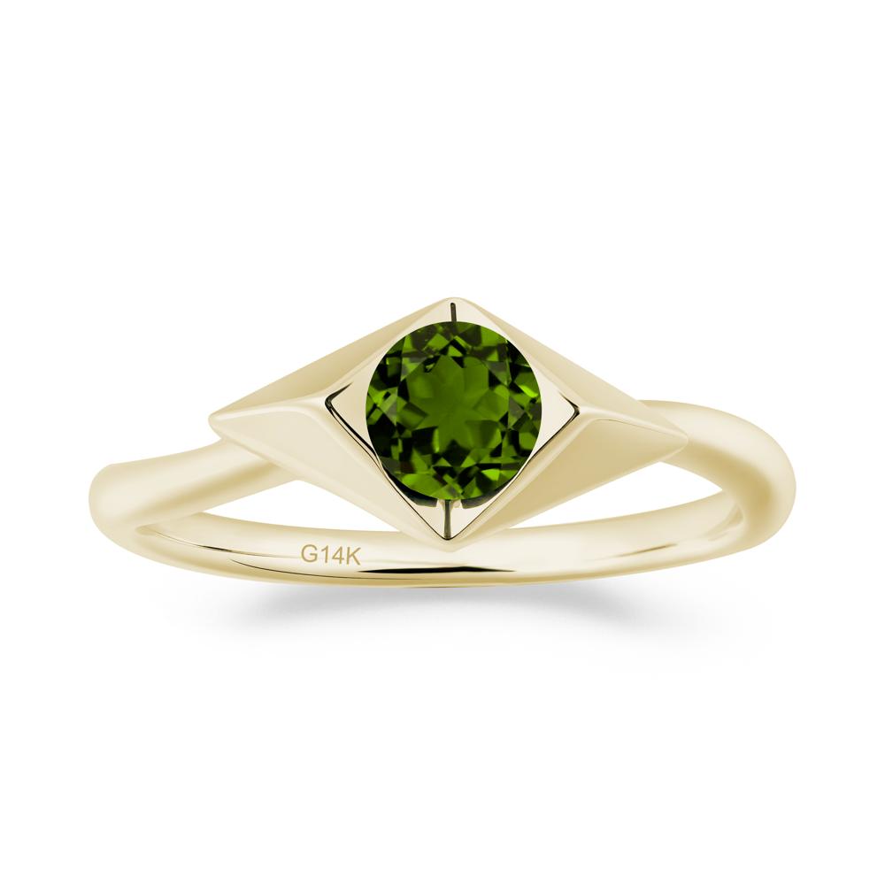 Geometric Round Diopside Solitaire Ring - LUO Jewelry #metal_14k yellow gold