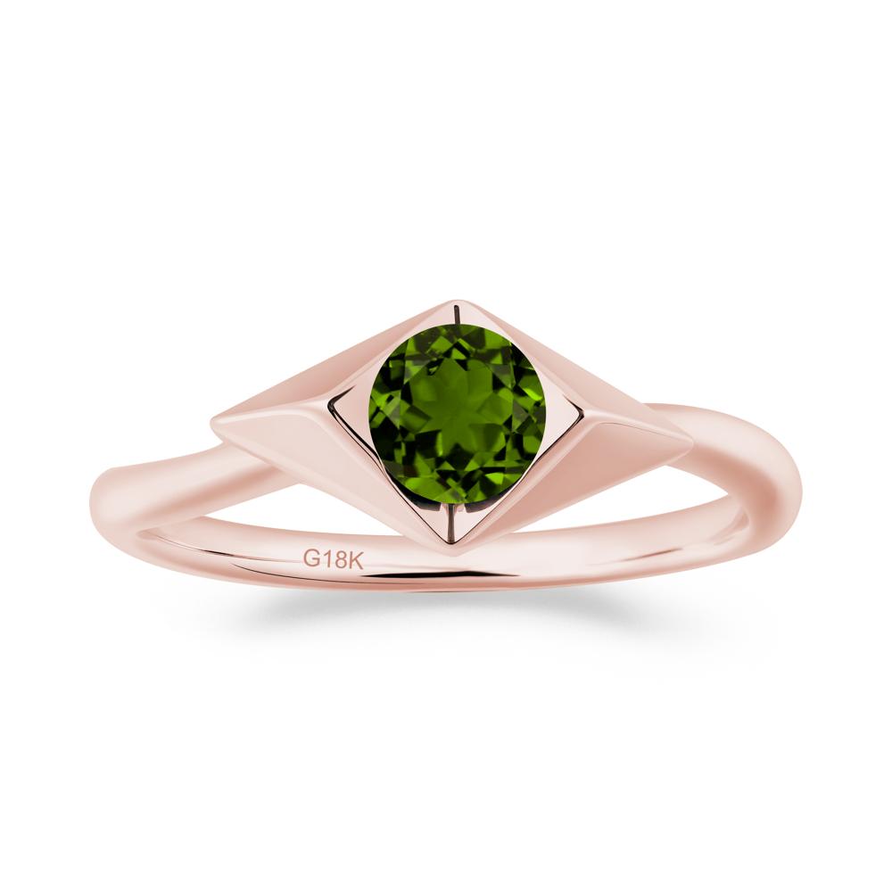 Geometric Round Diopside Solitaire Ring - LUO Jewelry #metal_18k rose gold