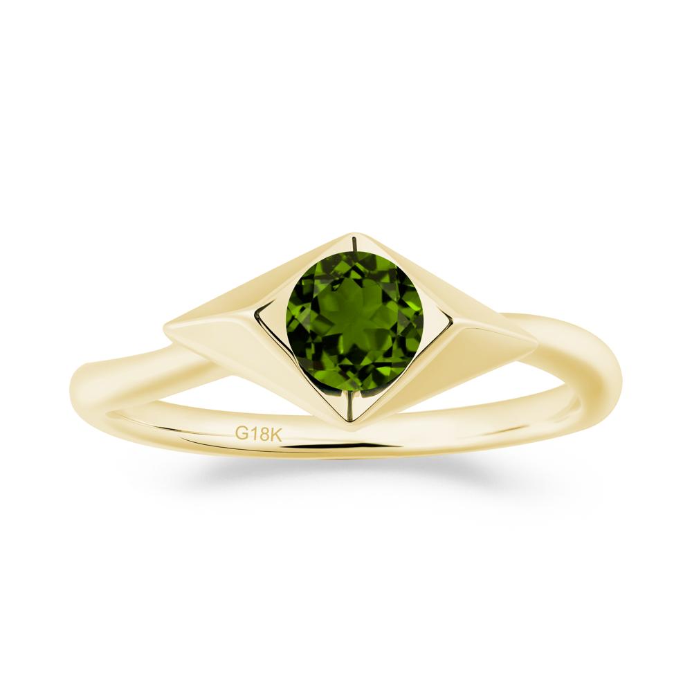 Geometric Round Diopside Solitaire Ring - LUO Jewelry #metal_18k yellow gold