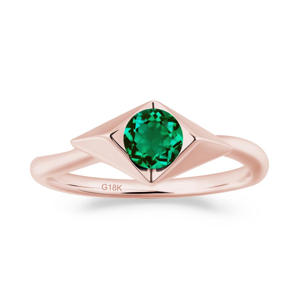 Bezel Set Emerald Ring with Twisted Band - LUO Jewelry #metal_18k rose gold