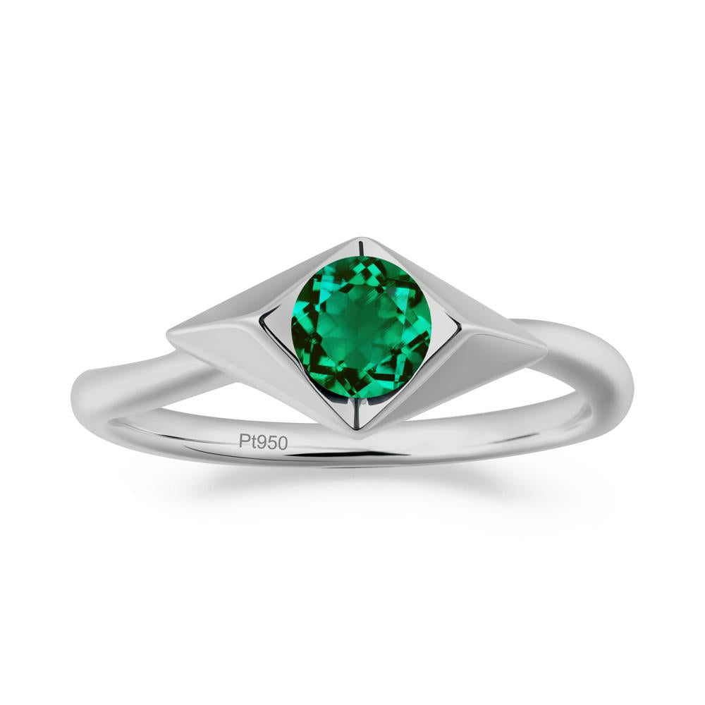 Bezel Set Emerald Ring with Twisted Band - LUO Jewelry #metal_platinum
