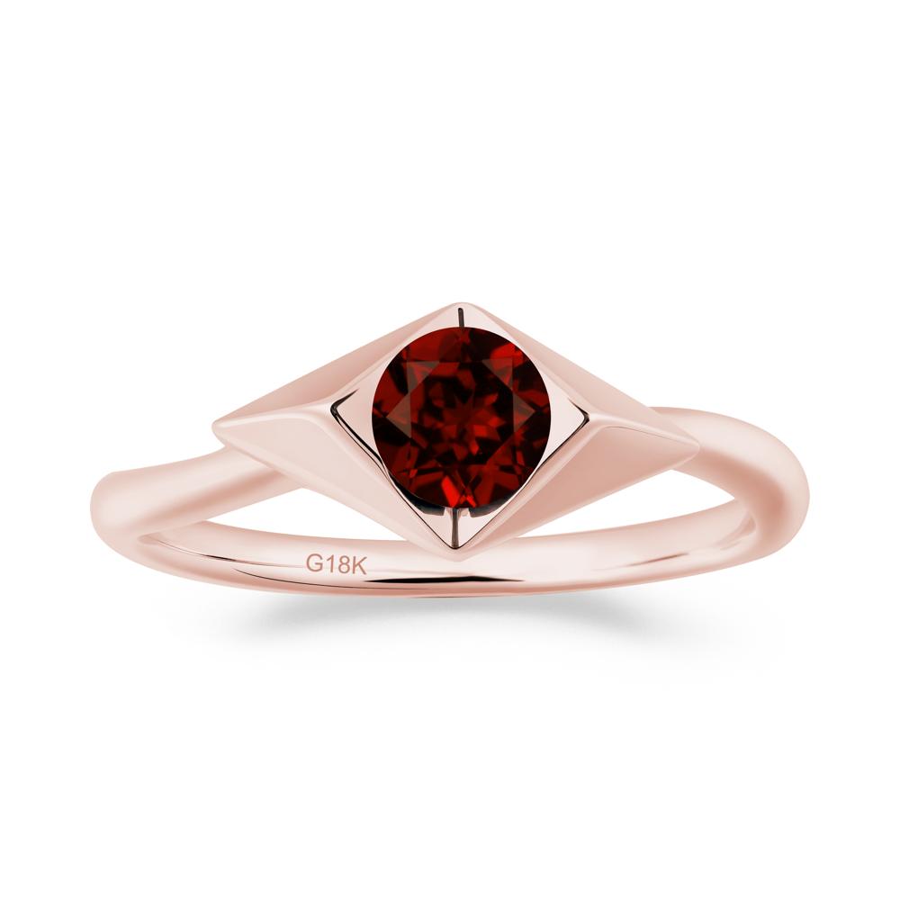 Geometric Round Garnet Solitaire Ring - LUO Jewelry #metal_18k rose gold