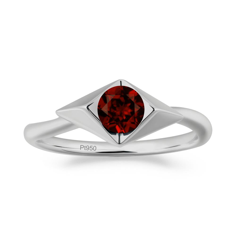 Geometric Round Garnet Solitaire Ring - LUO Jewelry #metal_platinum