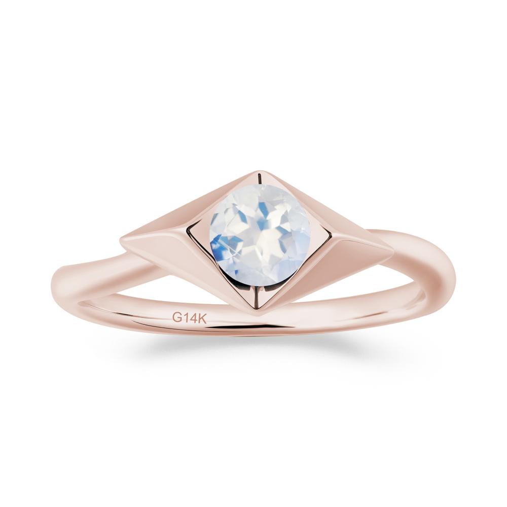 Geometric Round Moonstone Solitaire Ring - LUO Jewelry #metal_14k rose gold