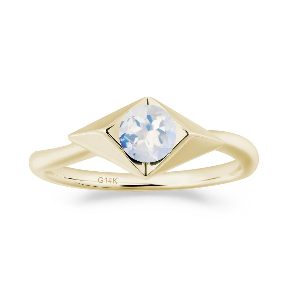 Geometric Round Moonstone Solitaire Ring - LUO Jewelry #metal_14k yellow gold