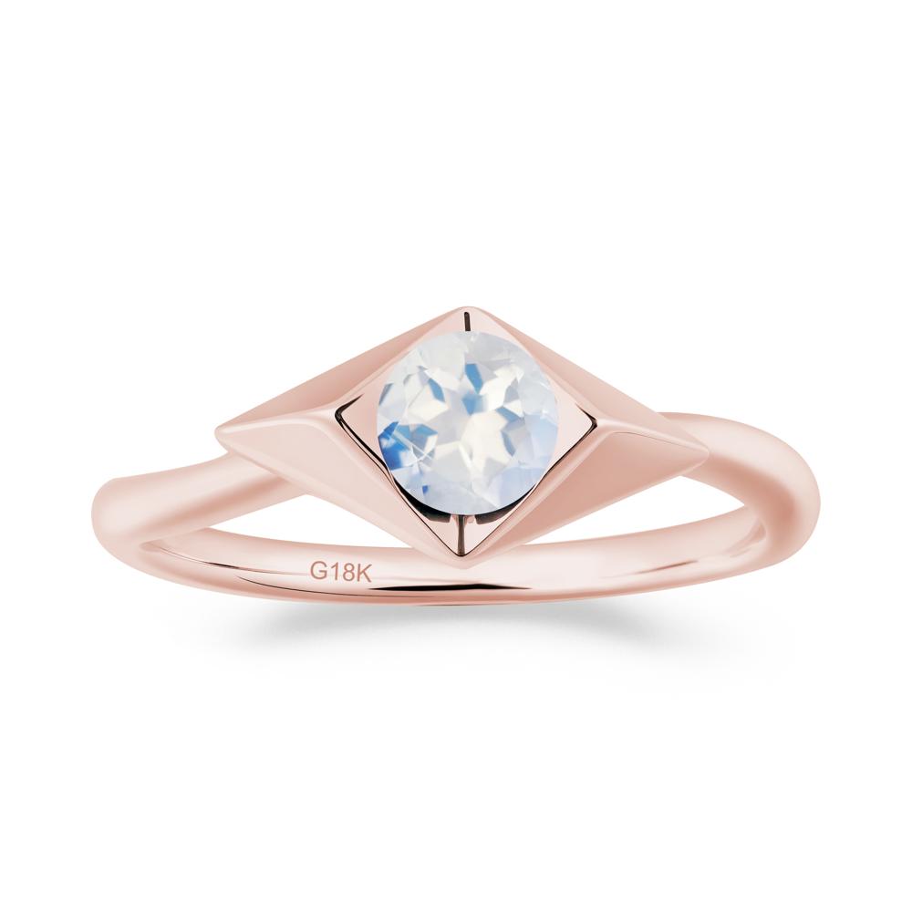 Geometric Round Moonstone Solitaire Ring - LUO Jewelry #metal_18k rose gold