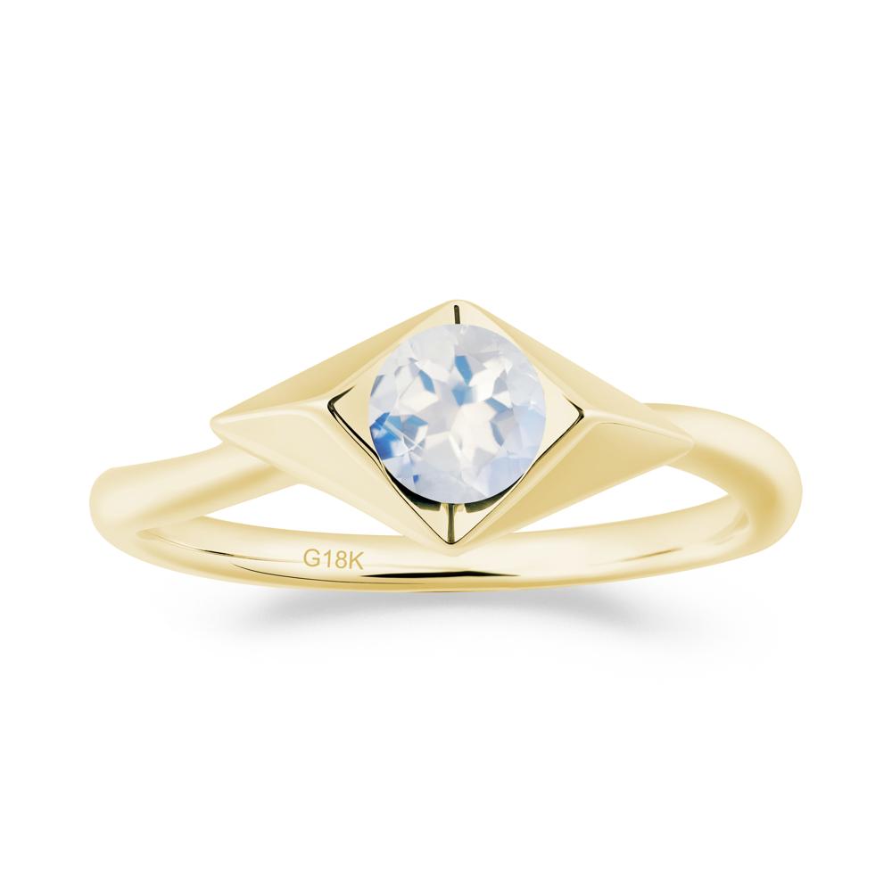 Geometric Round Moonstone Solitaire Ring - LUO Jewelry #metal_18k yellow gold