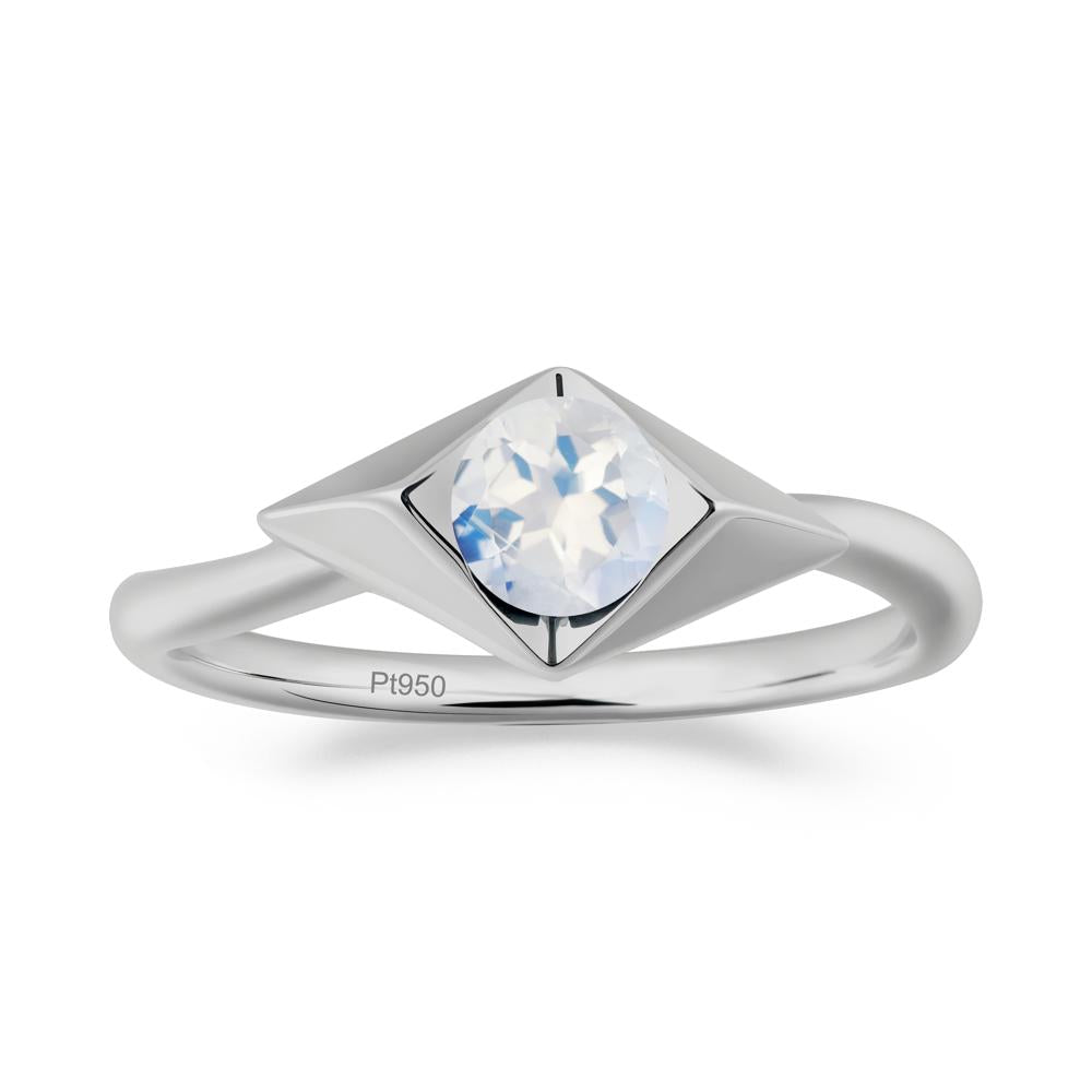 Geometric Round Moonstone Solitaire Ring - LUO Jewelry #metal_platinum