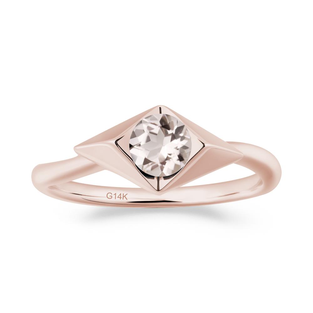 Bezel Set Morganite Ring with Twisted Band - LUO Jewelry #metal_14k rose gold