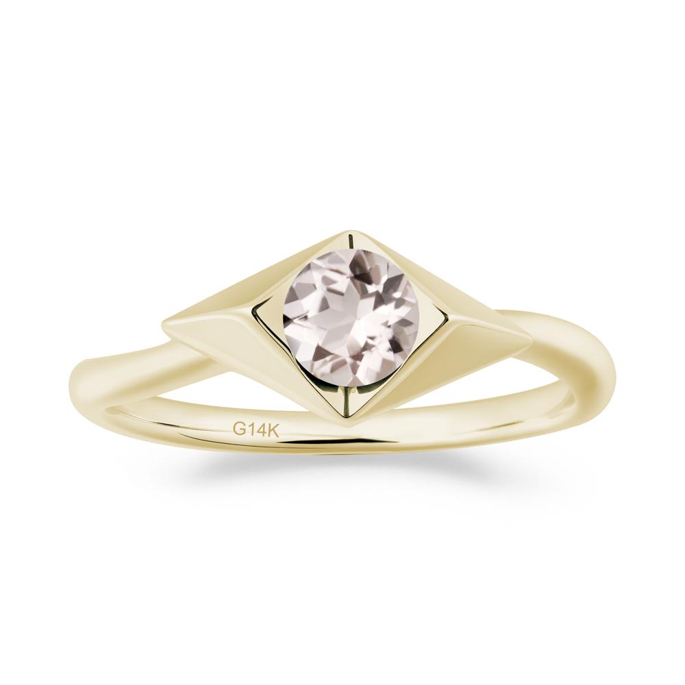 Bezel Set Morganite Ring with Twisted Band - LUO Jewelry #metal_14k yellow gold