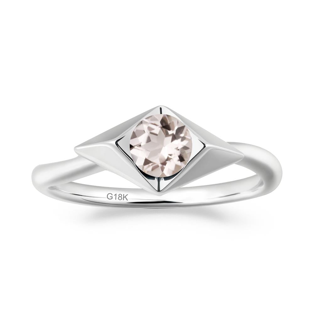 Bezel Set Morganite Ring with Twisted Band - LUO Jewelry #metal_18k white gold