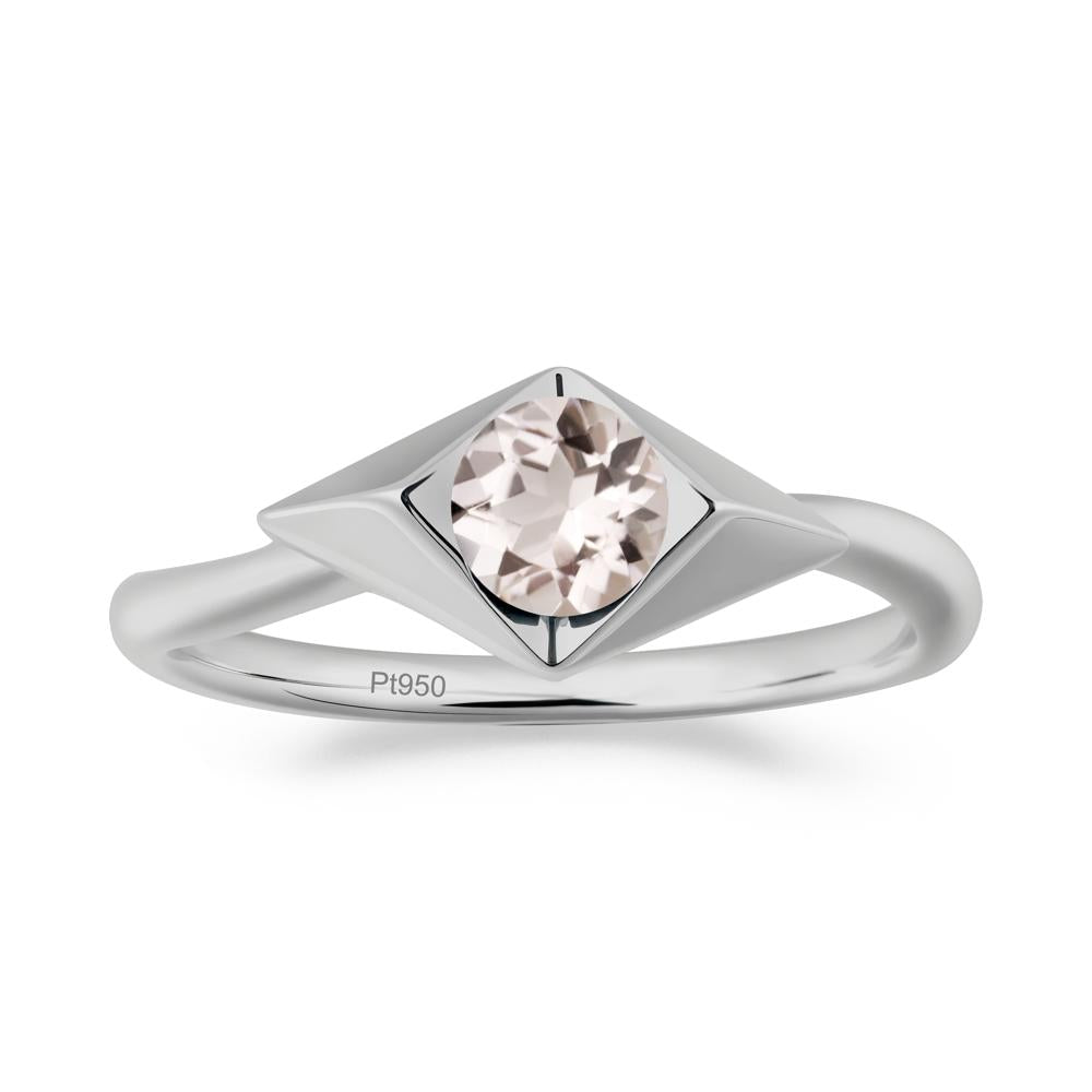 Bezel Set Morganite Ring with Twisted Band - LUO Jewelry #metal_platinum